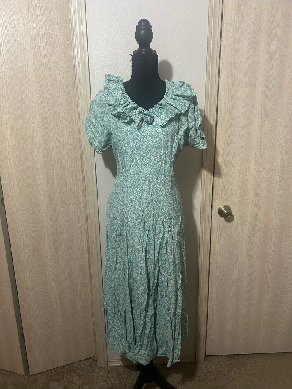 Michaels Mint Floral Ruffle-Trim Maxi Dress